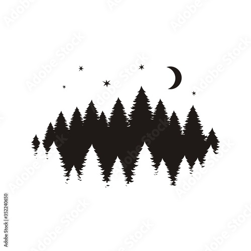 Coniferous trees silhouette
