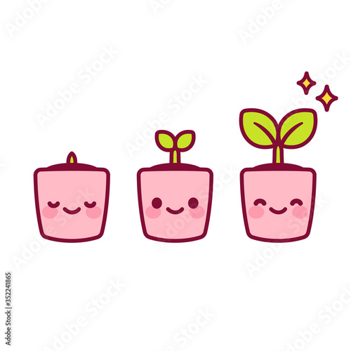Kawaii potted plant growing