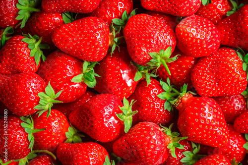 Strawberry ripe and juicy berries Menu concept healthy eating serving. food background top view copy space for text