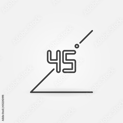 45 Degrees vector concept icon or logo element in outline style