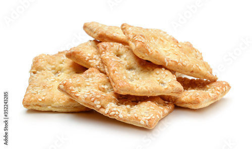 Pile of cookies isolated on white.