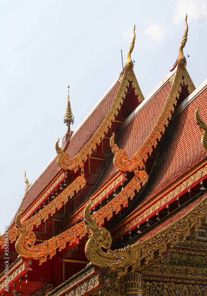 Fototapeta premium The roof of the church in Wat Sri Ping Muang, Chiangmai province, Northern Thailand.