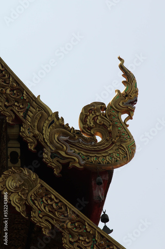 Gable roof of the church  in Wat Sri Ping Muang  Chiangmai province  Northern Thailand.
