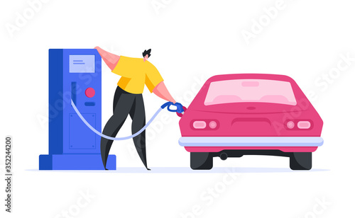 Modern man refilling car on gas station