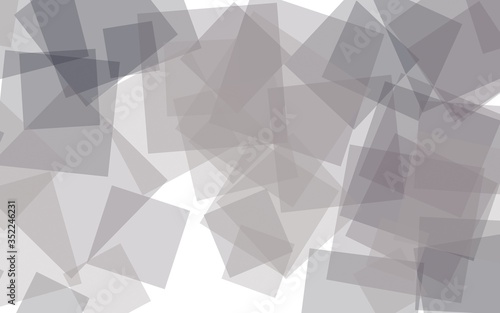 Gray translucent squares on white background. Gray tones. 3D illustration