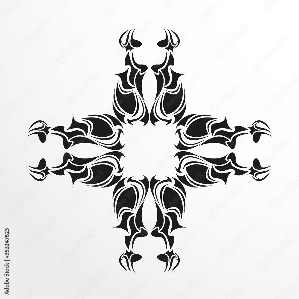 Black-white pattern for a tattoo on a light background. Vector illustration. Black-white pattern for a tattoo on a light background. Vector illustration.