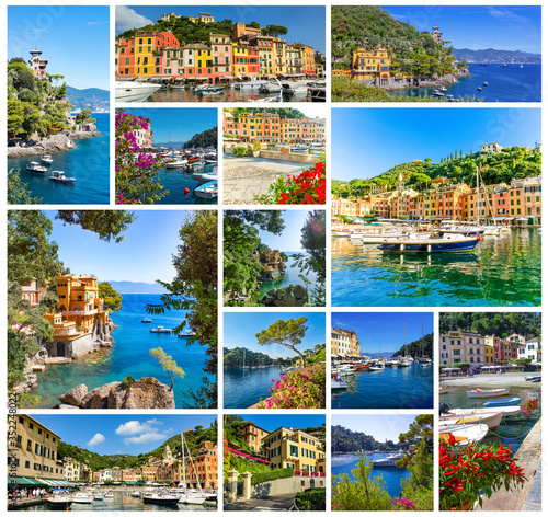 Beautiful bay with colorful houses in Portofino  Liguria  Italy
