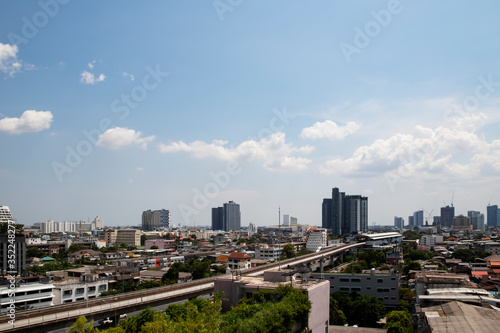 The citycape in bangkok of Thailand, Cityscape in daylight with white cloud, the background for business concept.