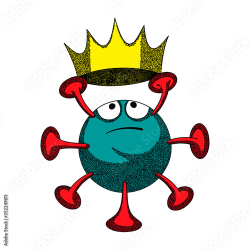 New virus. Virus Covid 19-NCP holds the crown above him