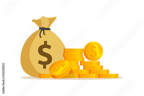 gold coins cash money bag