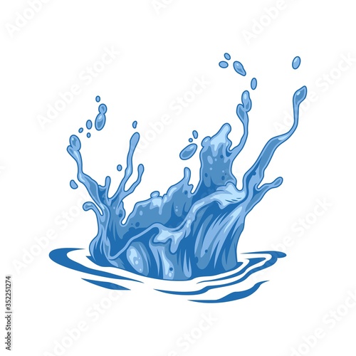 Blue water splashes and drops