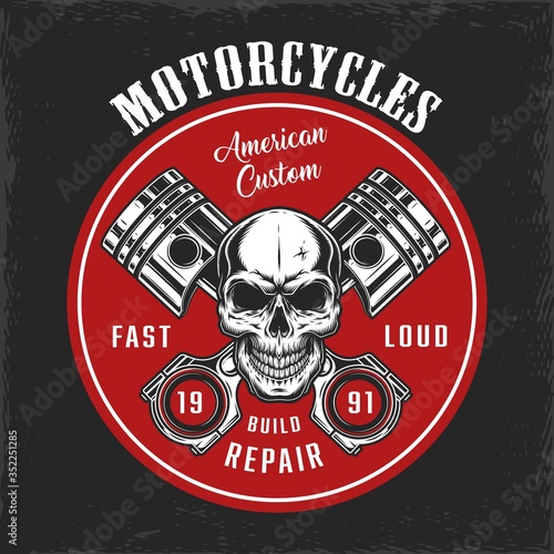 Vintage motorbike repair service round logo