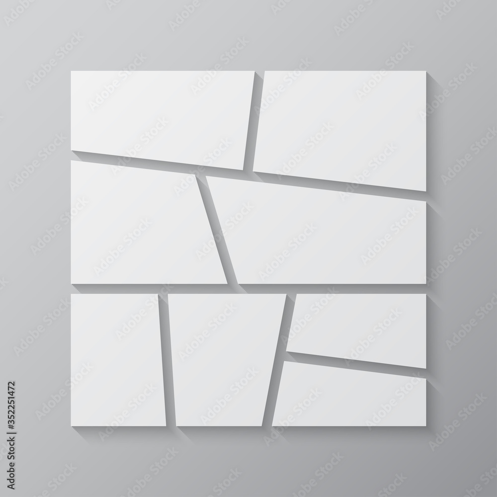 Vector empty collage board eight images, photo Vector empty collage board eight images, photo