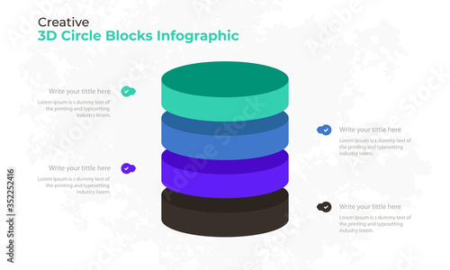 Creative infographic with 3D block chart shape and icon design. Vector illustration eps 10.