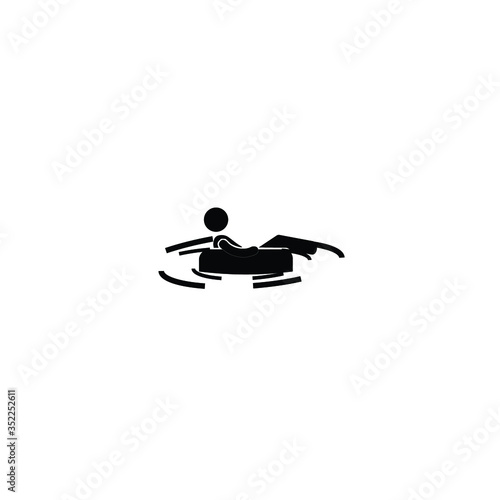 silhouette of a man lies on a circle on the sea, a man is resting on the sea, vector solid icons