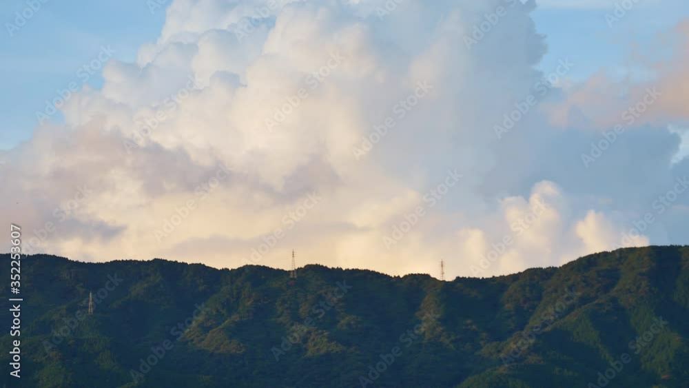 Evening view of mountain and clouds in rural area in Japan. without sounds Evening view of mountain and clouds in rural area in Japan. without sounds
