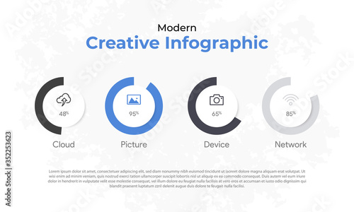 Creative infographic with circler shape and icon design. Vector illustration eps 10. photo