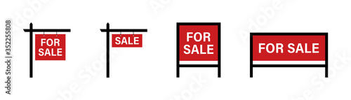 Sale real estate signs. For sale vector red sign. Vector isolated collection signs.