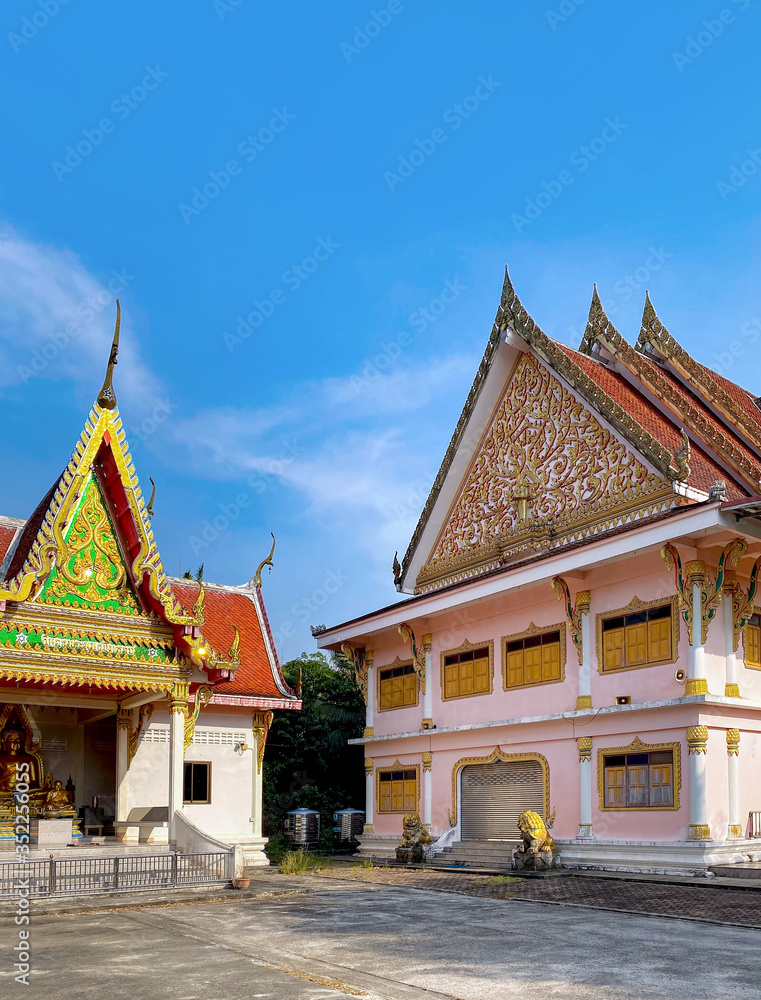 Buddhist Monk Sitting Temple. Wat Kaeo Manee Si Mahathat, Phang Nga,Thailand.