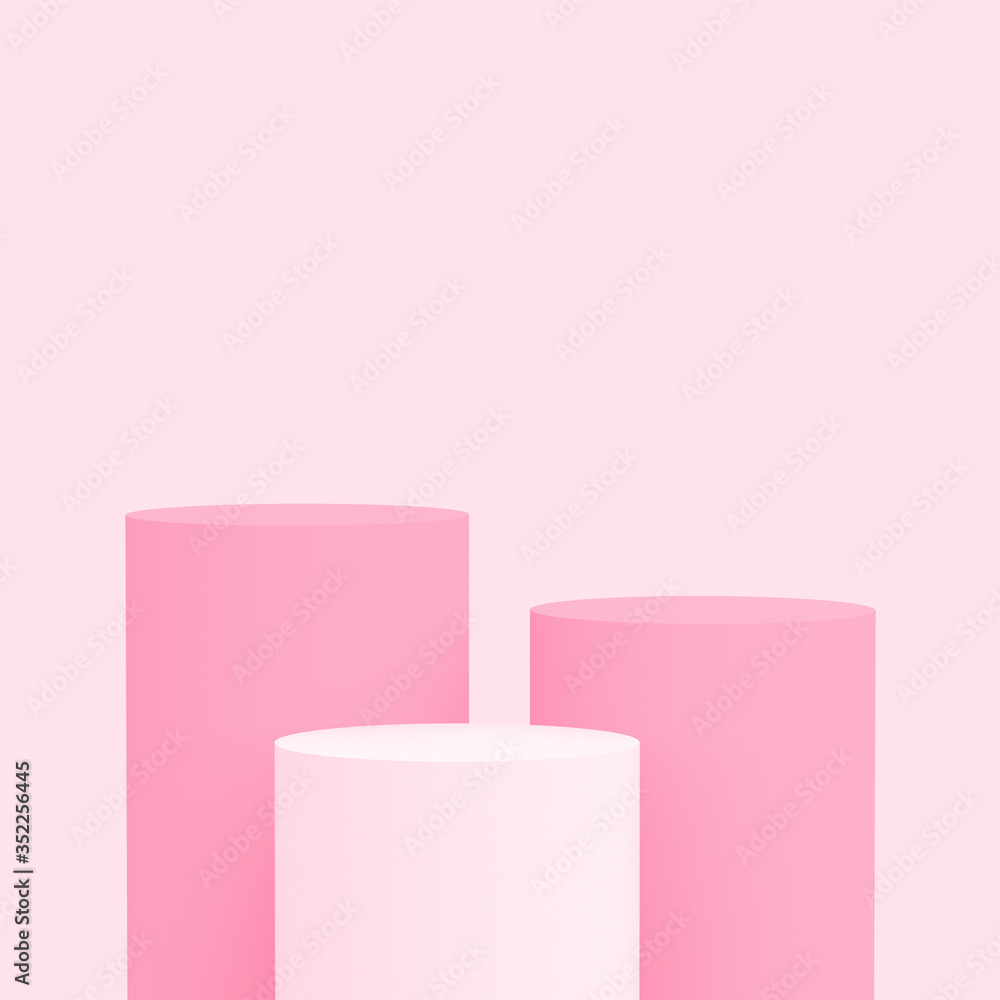 3d white pink rose cylinder podium minimal studio background. Abstract 3d pastel color geometric shape object illustration render. Display for cosmetic perfume fashion product. 3d white pink rose cylinder podium minimal studio background. Abstract 3d pastel color geometric shape object illustration render. Display for cosmetic perfume fashion product.