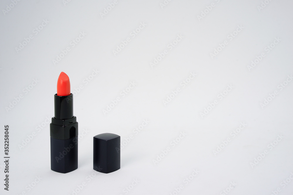 red pastel lipstick on isolated white background with copy space red pastel lipstick on isolated white background with copy space