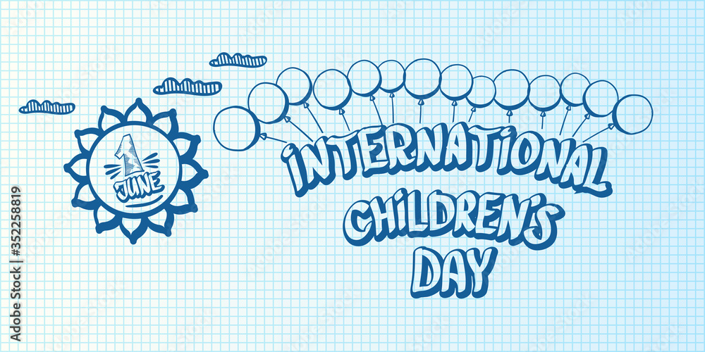 1 june international childrens day cartoon doodle style horizontal banner background. happy Children day greeting cad, icon or label. Cartoon kids day poster. Children day hand drawn banner design 1 june international childrens day cartoon doodle style horizontal banner background. happy Children day greeting cad, icon or label. Cartoon kids day poster. Children day hand drawn banner design