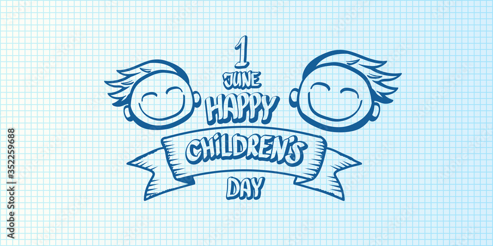 1 june international childrens day cartoon doodle style horizontal banner background. happy Children day greeting cad, icon or label. Cartoon kids day poster. Children day hand drawn banner design 1 june international childrens day cartoon doodle style horizontal banner background. happy Children day greeting cad, icon or label. Cartoon kids day poster. Children day hand drawn banner design