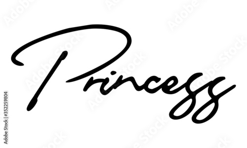 Princess. Cursive Calligraphy Black Color Text On White Background