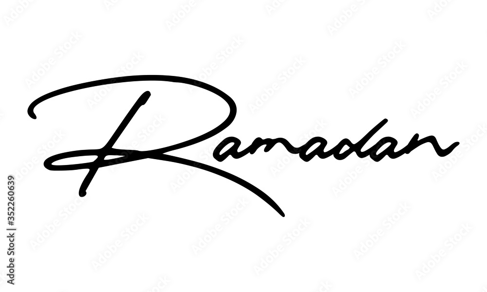 Ramadan Cursive Calligraphy Black Color Text On White Background