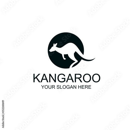 abstract jumping kangaroo icon isolated on white background
