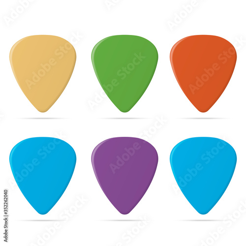 Set of guitar pick isolated on white background. Vector illustration.