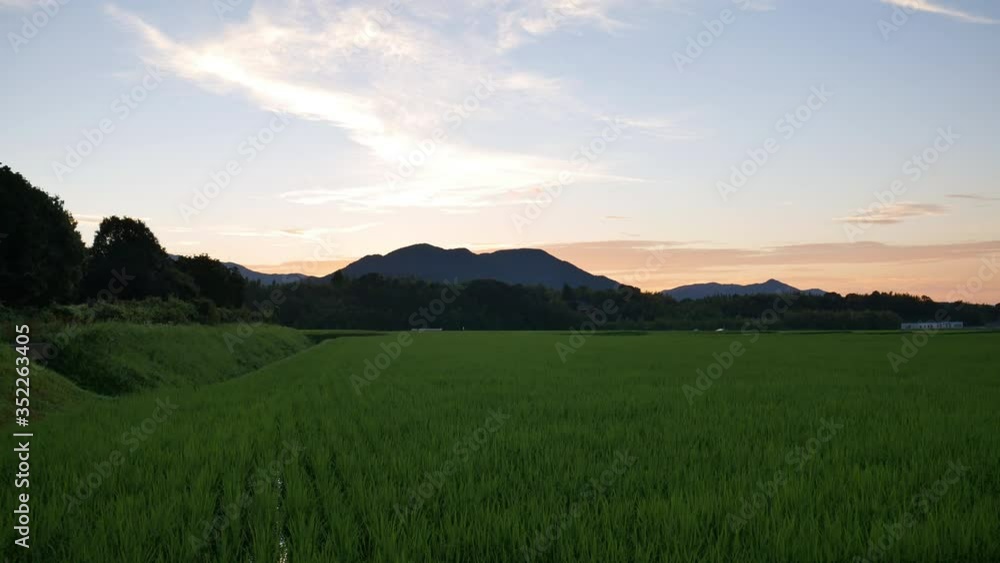 Evening view of rural area of Fukuoka prefecture, JAPAN. without sounds Evening view of rural area of Fukuoka prefecture, JAPAN. without sounds