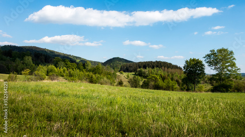 Łąka na tle gór we wsi Jugów © RITHOR