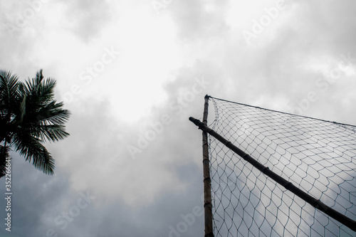 volleyball net against blue sky