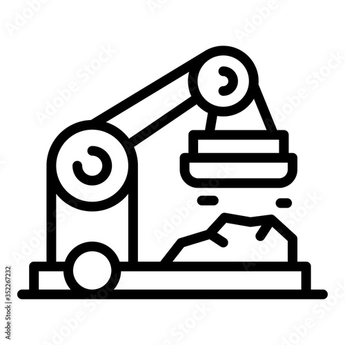 Crane with magnet icon. Outline crane with magnet vector icon for web design isolated on white background