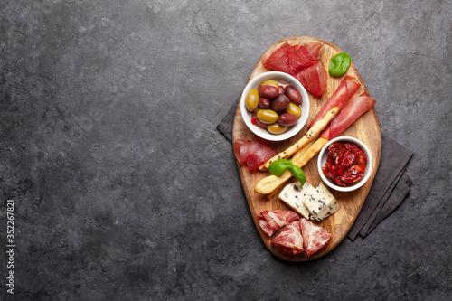 Cheese, meat and olives antipasto