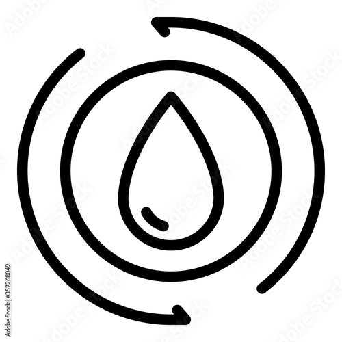 Drop in a circle icon. Outline drop in a circle vector icon for web design isolated on white background