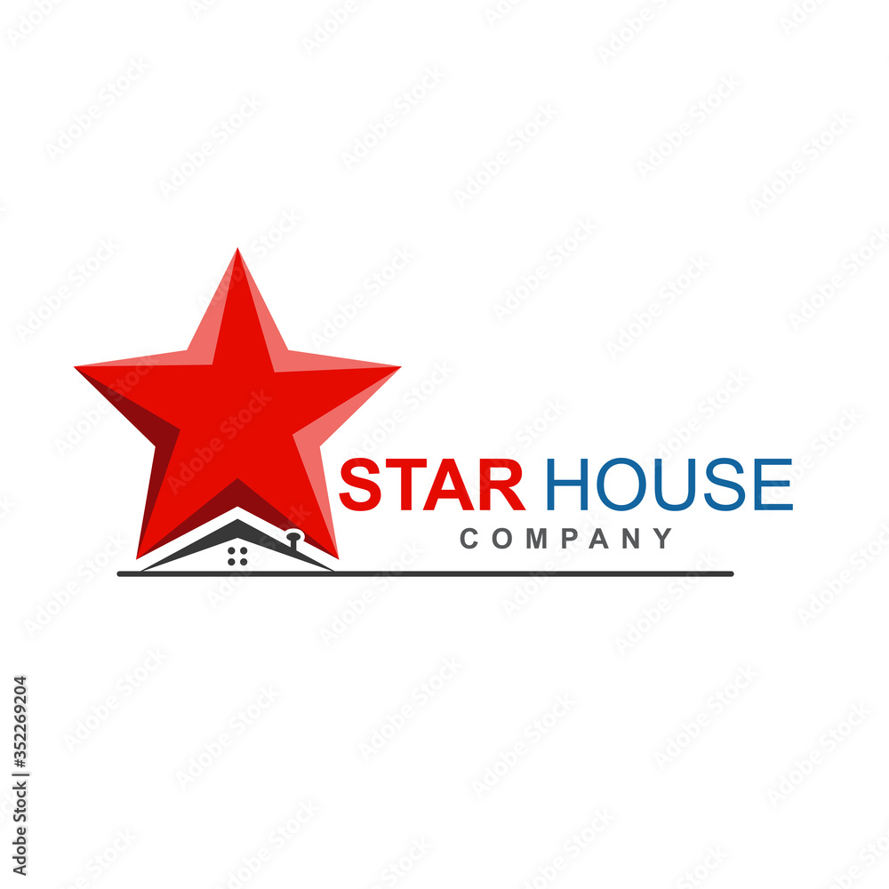 House logo design template with star shape element graphic. Modern home and real estate concept. Vector icon illustration can use for brand business company, property agency, developer construction House logo design template with star shape element graphic. Modern home and real estate concept. Vector icon illustration can use for brand business company, property agency, developer construction