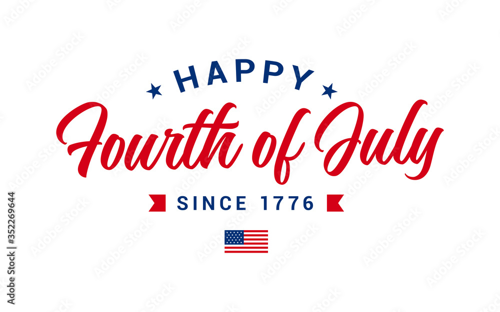 Simple monogram of Happy Fourth of July, American Independence day vector illustration with USA Flag & Star.