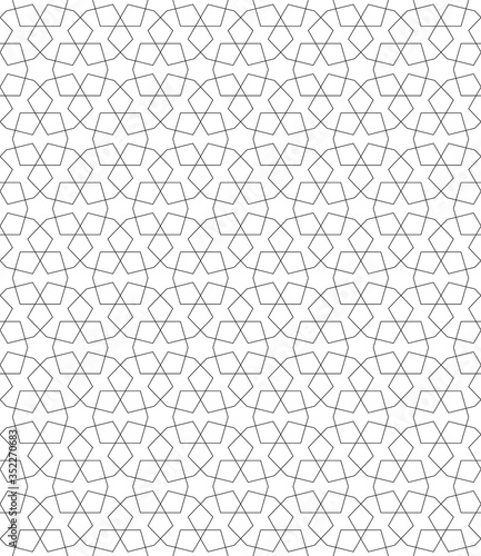 Seamless arabic geometric ornament in black and white.Fine lines.
