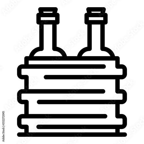 Box with bottles icon. Outline box with bottles vector icon for web design isolated on white background