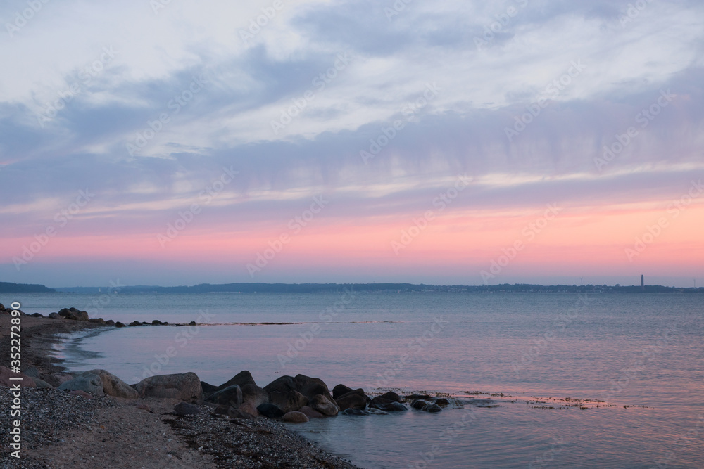 Fototapeta premium coastal landscape with breakwater, copy space