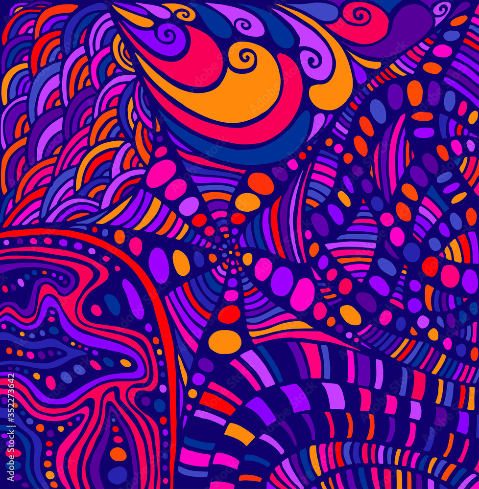 Fototapeta premium Intricate pattern with doodle style maze ornaments. Mystic abstract fantasy texture.