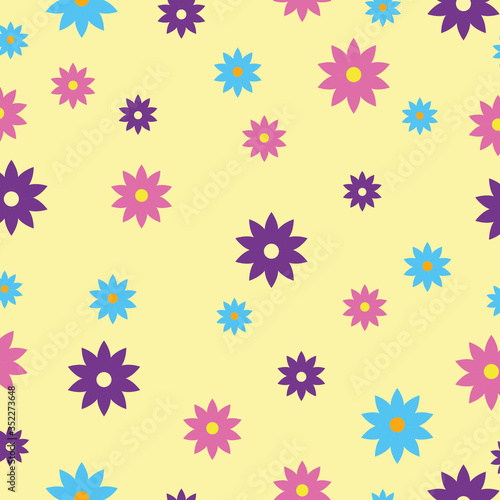 Печать Seamless vector floral pattern on a beige background.