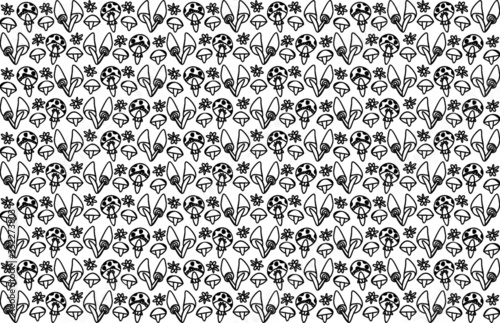 vector seamless pattern with mushrooms