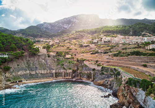 Picturesque cove and Mediterranean Sea of Banyalbufar village. Mallorca, Spain photo