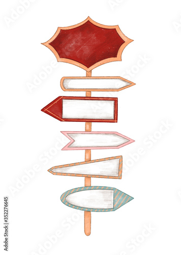 Carnival party signs, template with place for text. Cute cartoon illustration on white isolated background