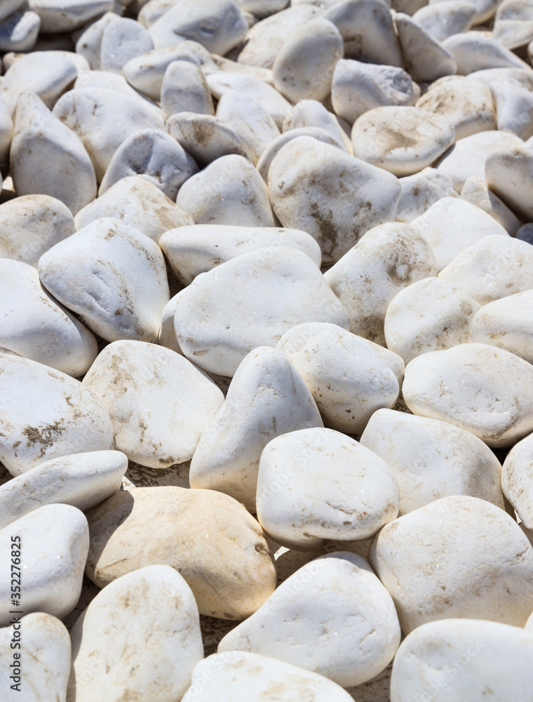 Obraz premium White pebbles texture, background, vertical photo.