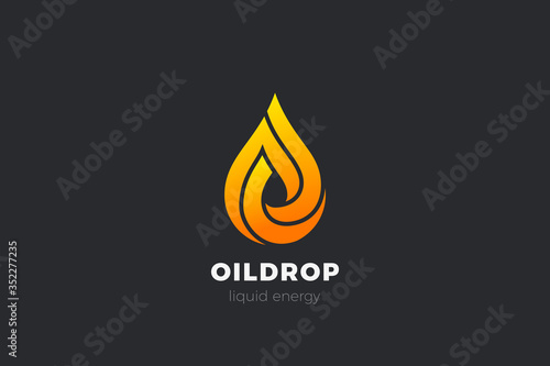 Liquid Fire Oil Droplet Drop Logo design vector template. Aqua Drink Energy Logotype infinity concept icon.
