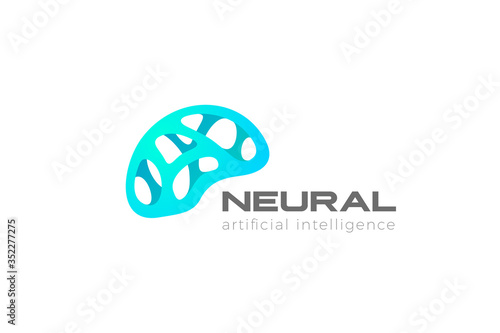 Brain Artificial Intelligence Logo Neural Network design abstract vector template